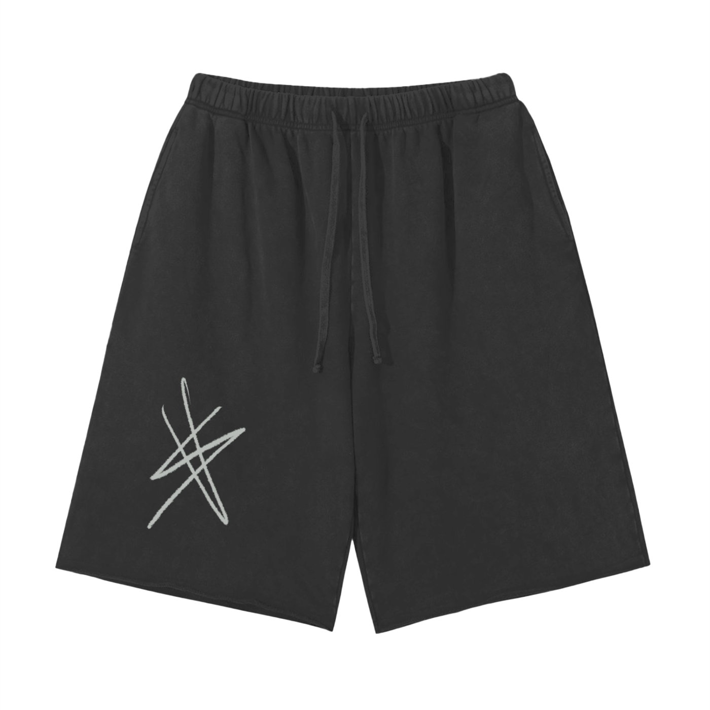 Snow Washed Raw Hem Shorts