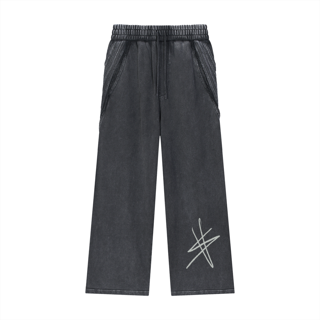 Snow Washed Tape Raw Edge Sweatpants