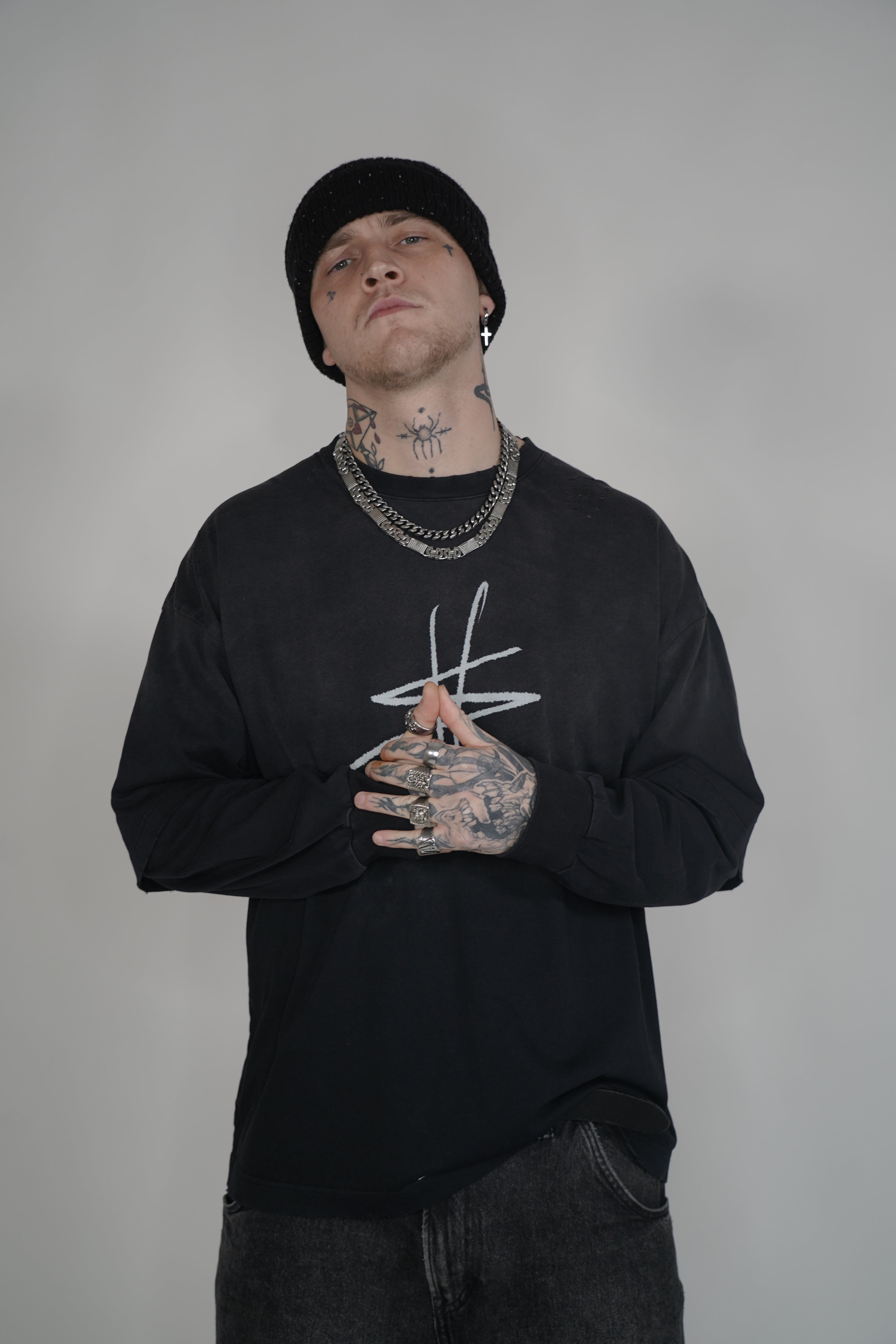 signature print long sleeve Tee