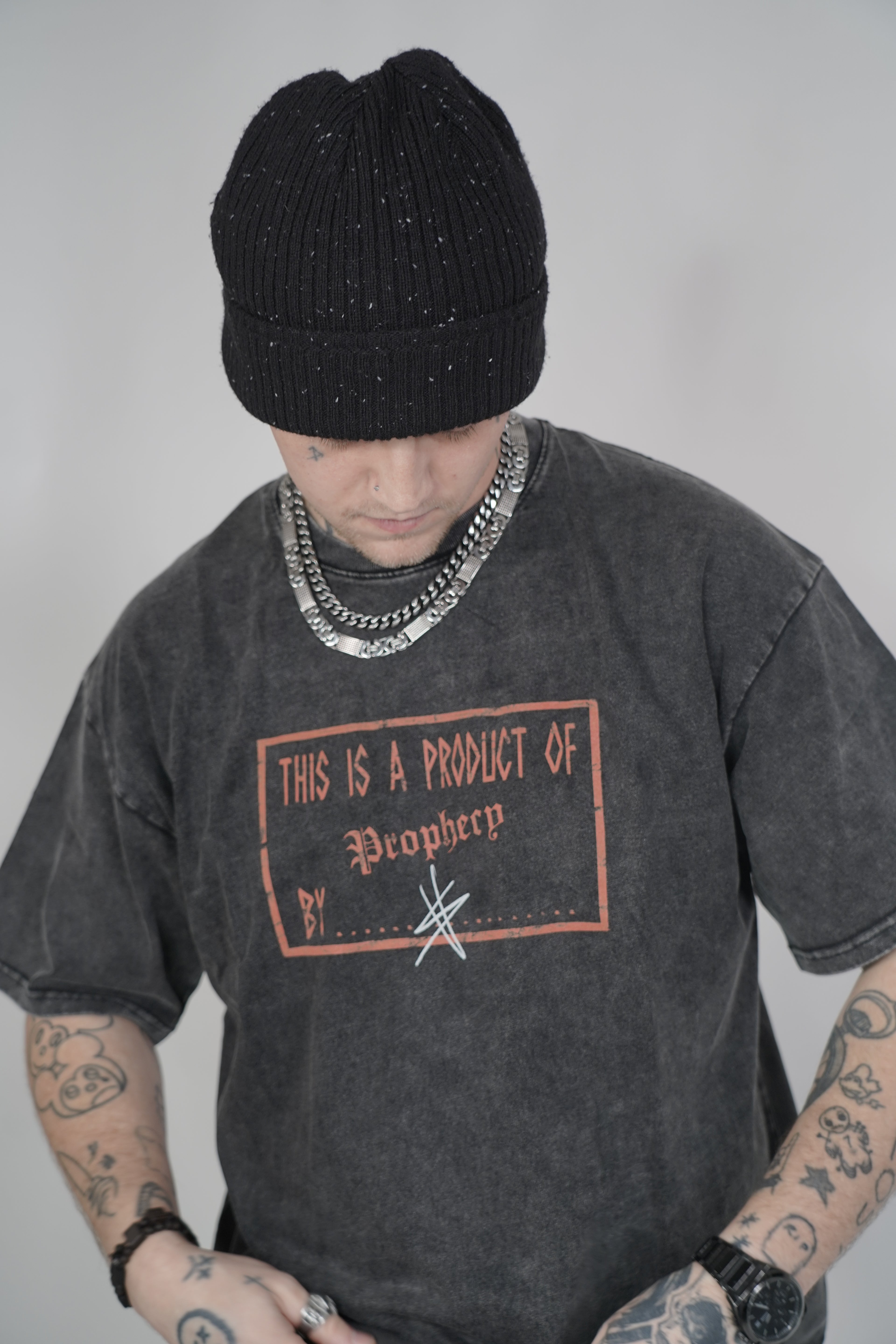 Product Of Prophecy Print grey Tee