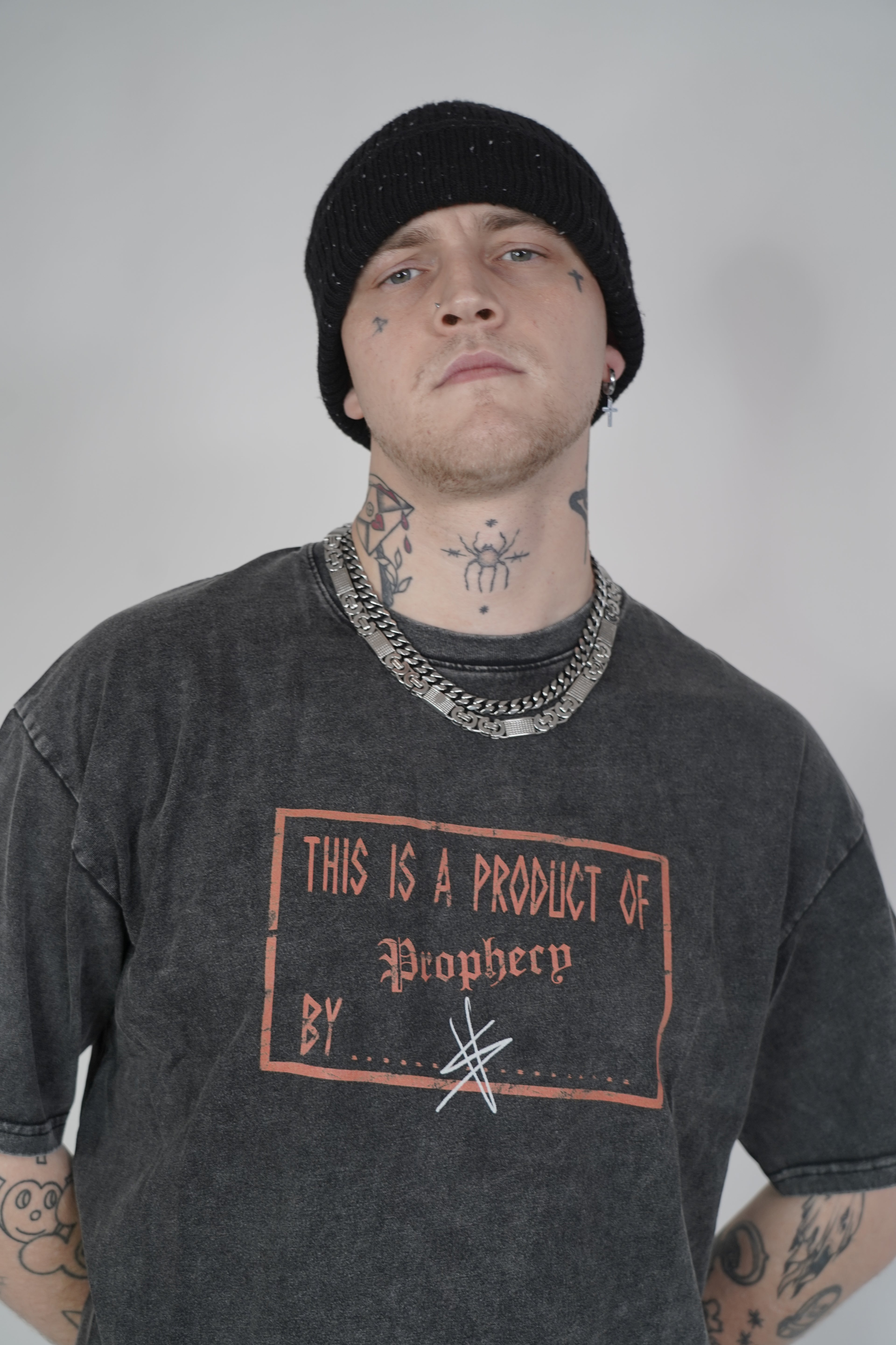 Product Of Prophecy Print grey Tee