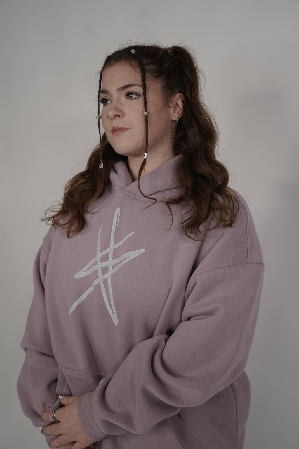signature collection Oversized Fleeced Hoodie - pink