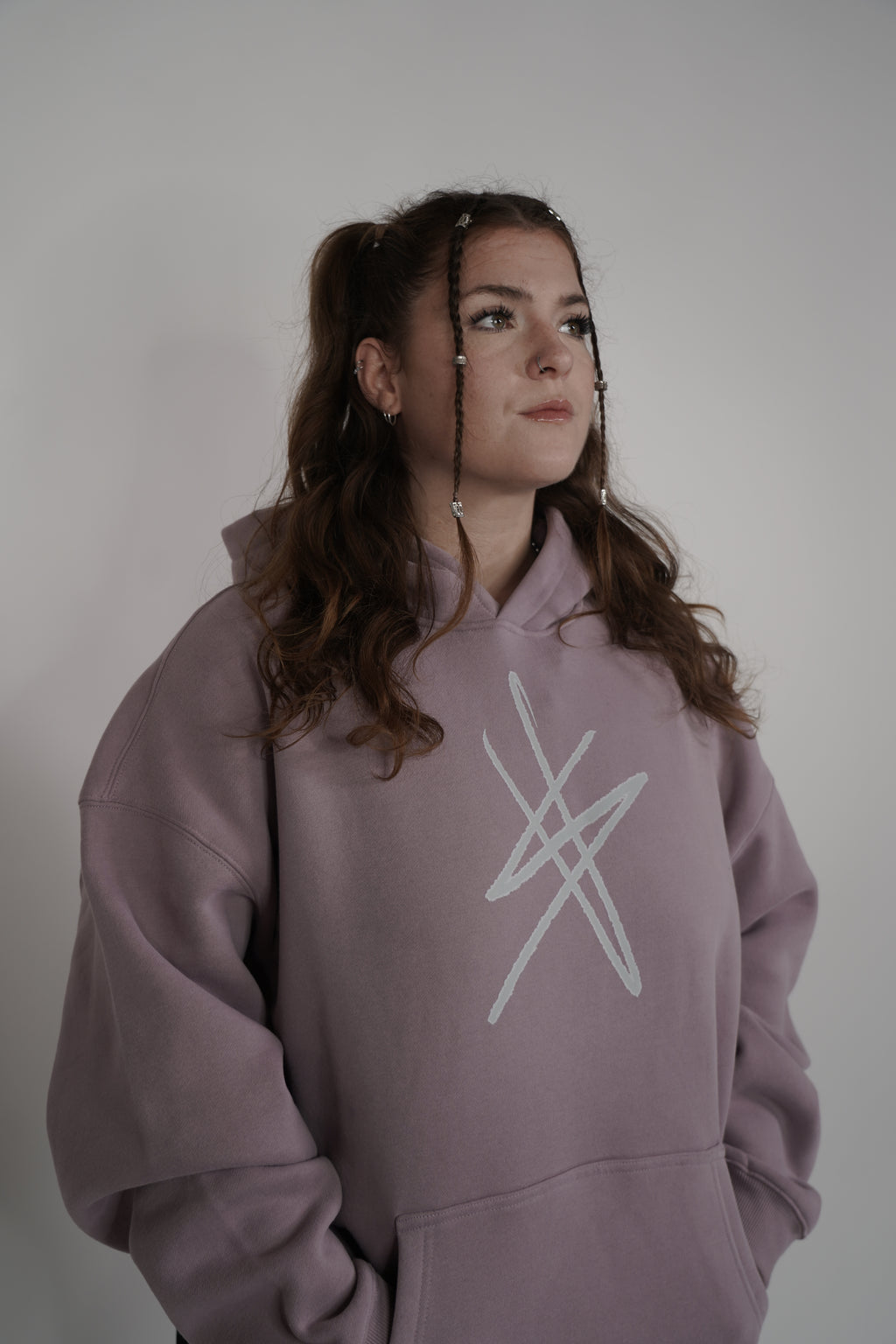 signature collection Oversized Fleeced Hoodie - pink