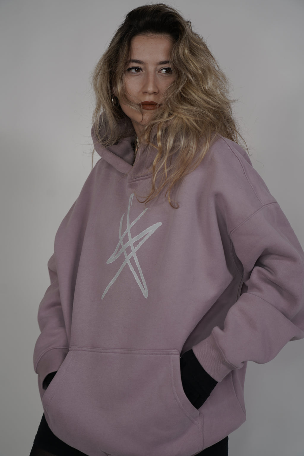 signature collection Oversized Fleeced Hoodie - pink