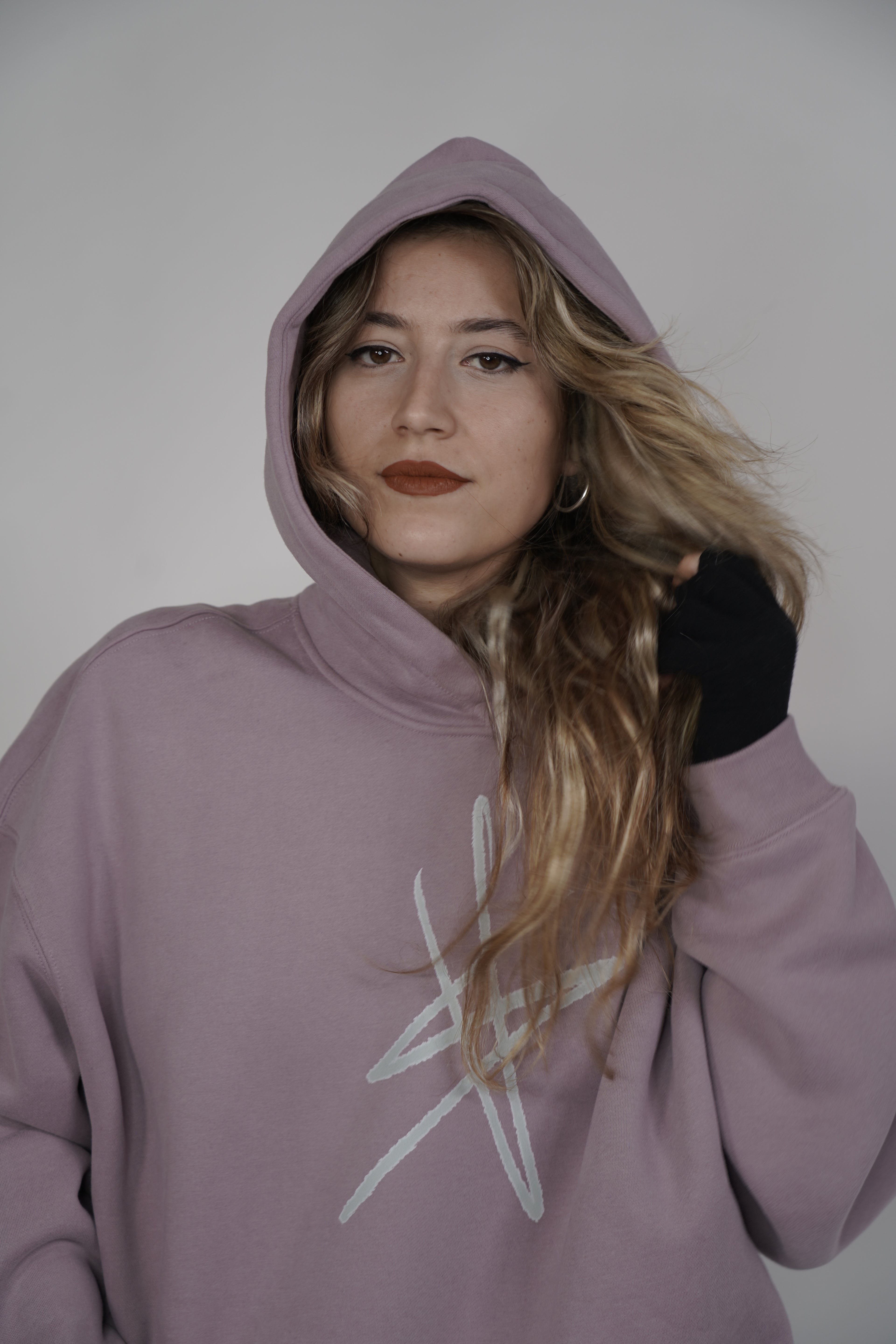 signature collection Oversized Fleeced Hoodie - pink