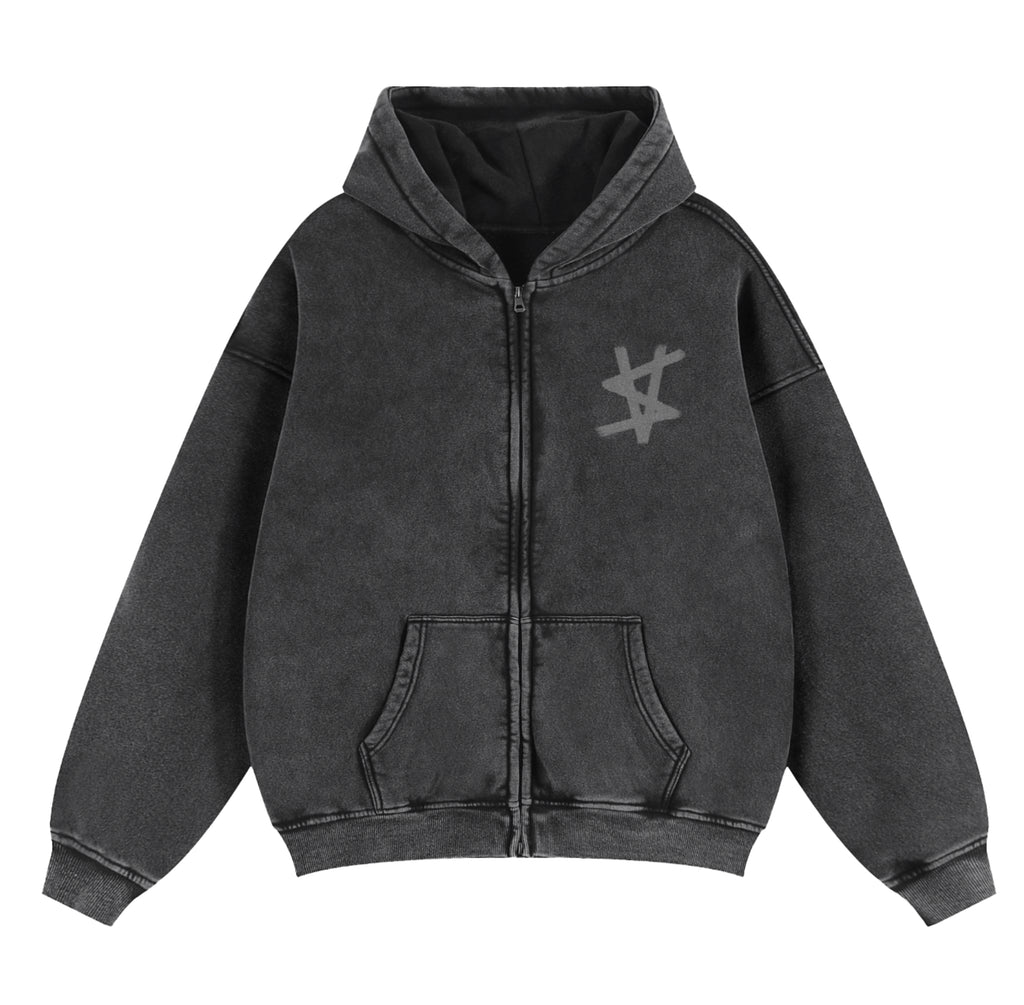 Logo Print zip up Hoodie